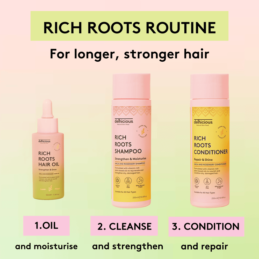 RICH ROOTS HAIRCARE GROWTH KIT - HAIR OIL, SHAMPOO & CONDITIONER